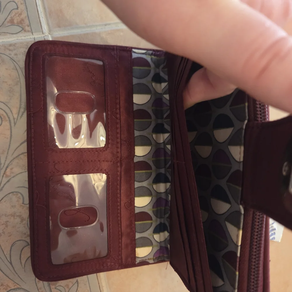 Vera Bradley Burgundy Wallet - Picture 6 of 7
